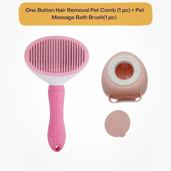 Pet Hair Remover Dog Cat Comb Grooming Massage Deshedding Self Cleaning Brush - Picture 1 of 2